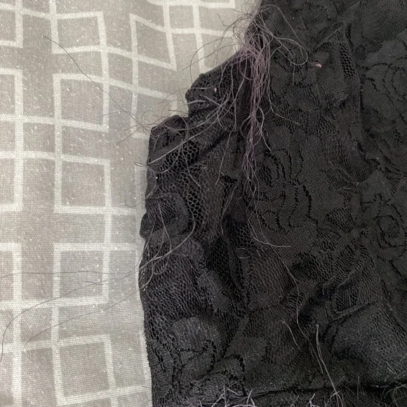 Black floral double-layer diagonal v-neck midi Flowy dress - Picture 12 of 17